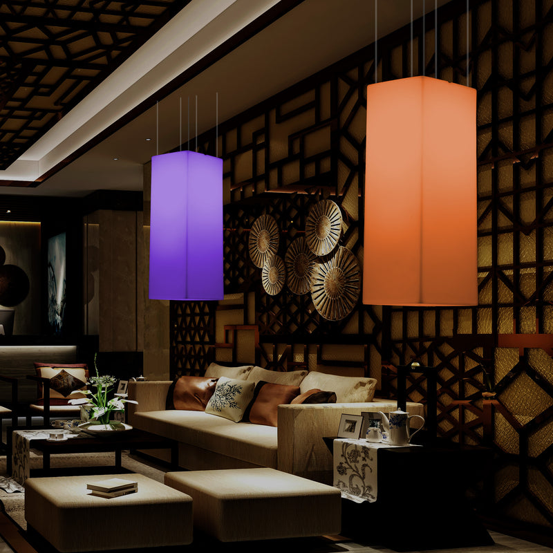 Rectangle LED Ceiling Lamp, Multicolour Linear RGB Hanging Light, 110 x 30cm, Mood Light