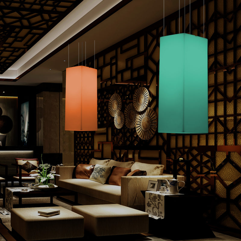 Rectangle LED Ceiling Lamp, Multicolour Linear RGB Hanging Light, 110 x 30cm, Mood Light