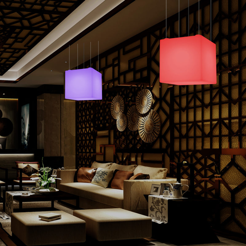 Cube Suspension LED Light, Geometric SMD RGB Ceiling Lamp, 500 mm, Ambient Lighting