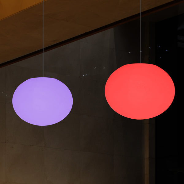 Ellipse Pebble Ceiling Lamp, Designer Oval RGB Hanging Light, 27 cm, LED Ambient Lighting