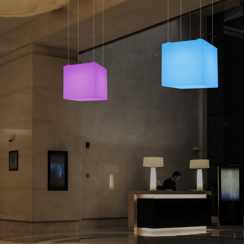 Cube Suspension LED Light, Geometric SMD RGB Ceiling Lamp, 500 mm, Ambient Lighting