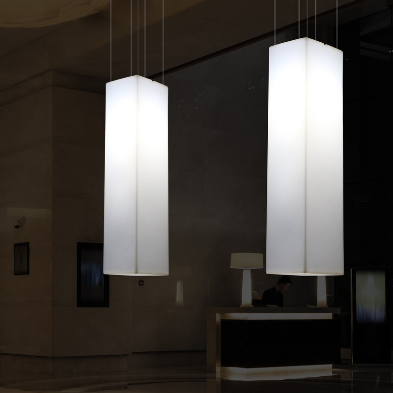 Linear Pendant LED Light, Geometric Ceiling Lamp, 180 x 30 cm, E27, White