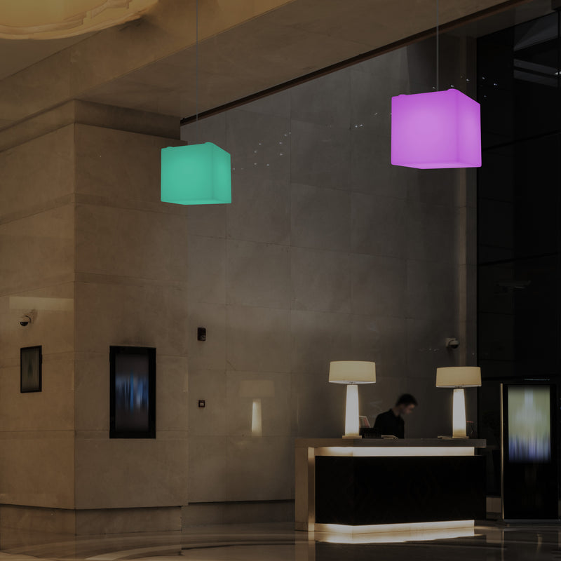 Cube Suspension Lamp, Modern Pendant LED Light, 20cm, E27, Multi Colour