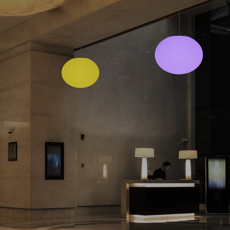 Ellipse Pebble Ceiling Lamp, Designer Oval RGB Hanging Light, 27 cm, LED Ambient Lighting