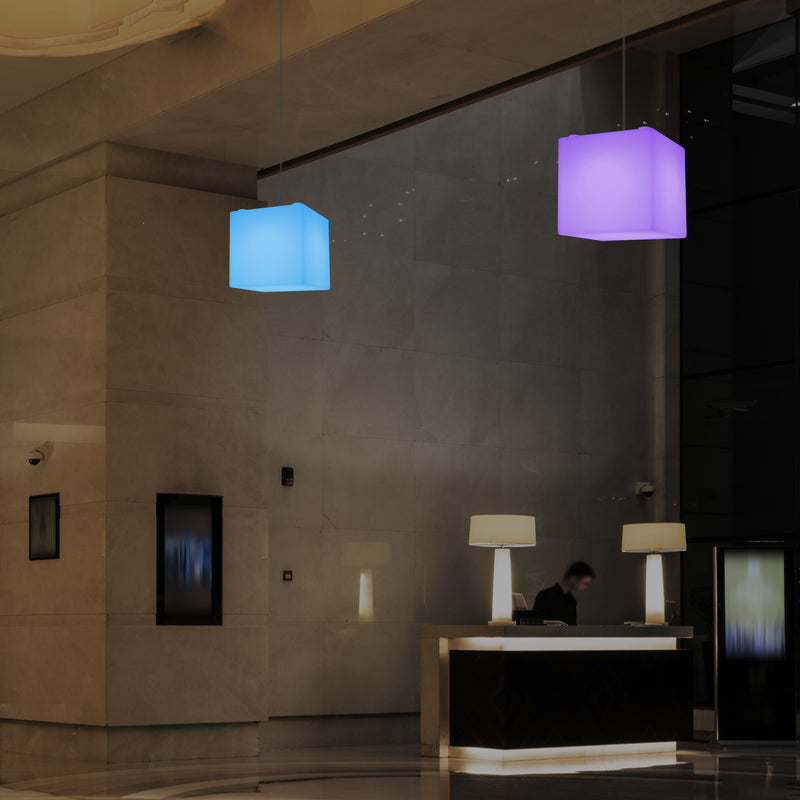 Cube Hanging Lamp, Multi-Colour Modern RGB Ceiling Light, 200 mm, LED SMD Mood Lamp
