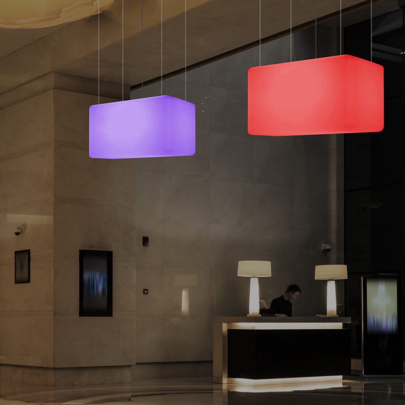 LED Linear Suspension Light, Modern Island RGB Ceiling Lamp, 55 x 35cm, Atmosphere Light