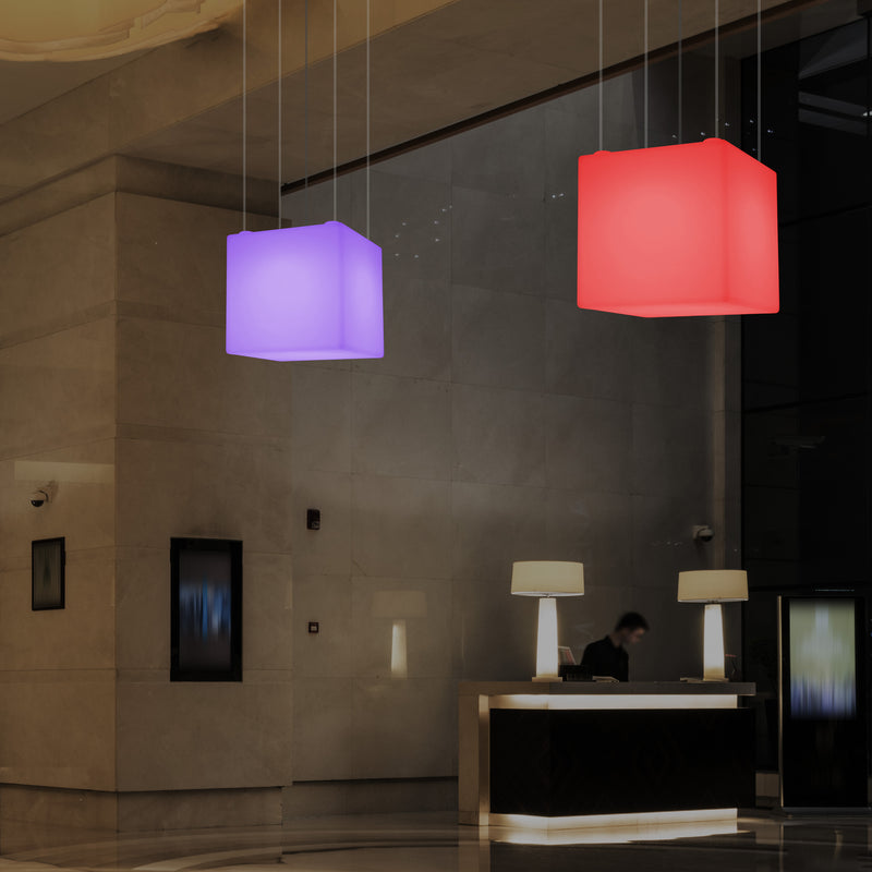 Cube LED Ceiling Light, Multi Colour Modern RGB Hanging Lamp, 400 mm, Ambient Lamp