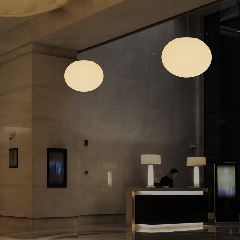 Decorative E27 Hanging Ceiling Light, 3D Oval Ellipse LED Suspension Pendant Lamp, 27cm Orb