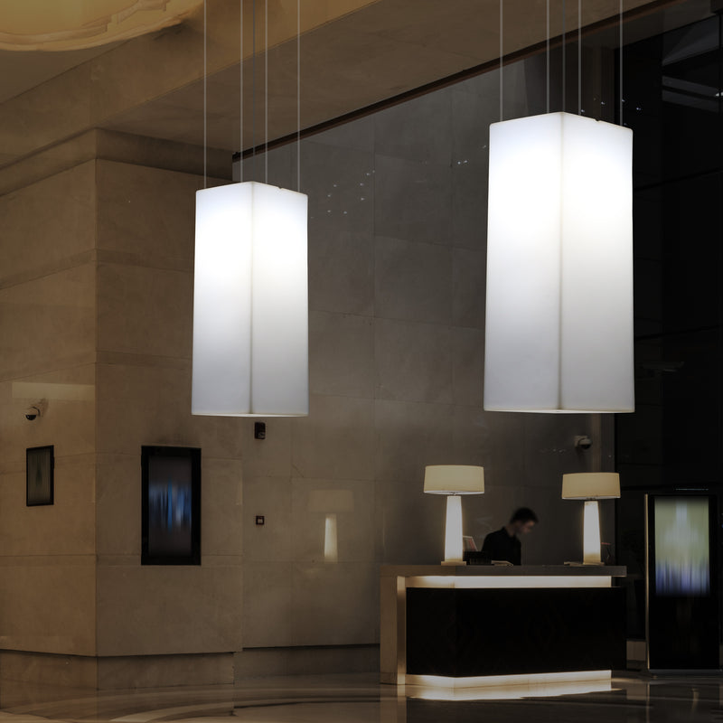 Rectangular LED Hanging Lamp, Modern Pendant Light, 80cm, E27, White