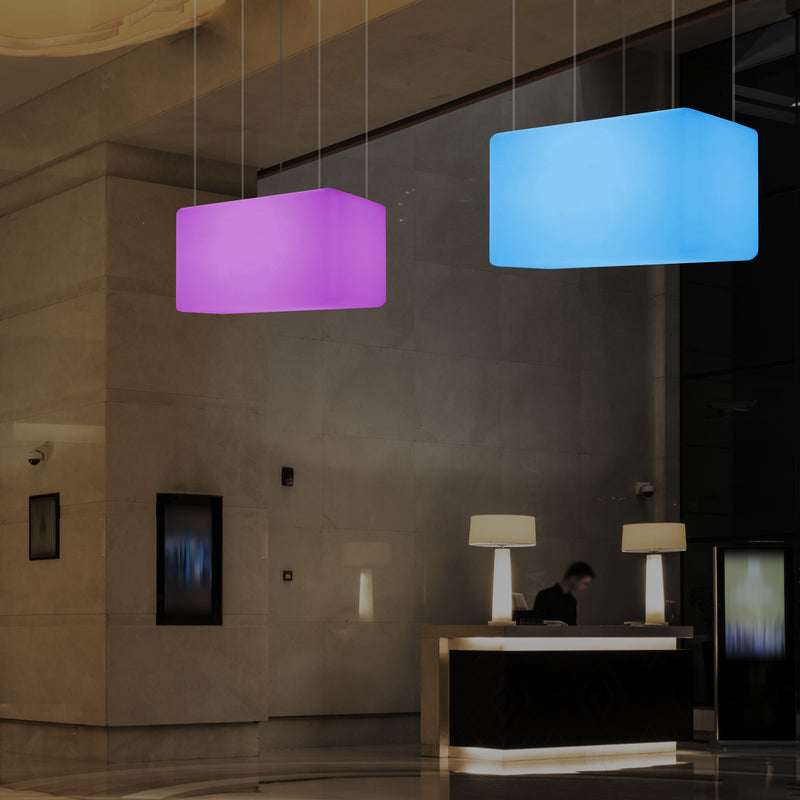 Unique Ceiling Light, Linear Island LED Hanging Lamp, 55 x 35cm, E27, RGB with Remote Control