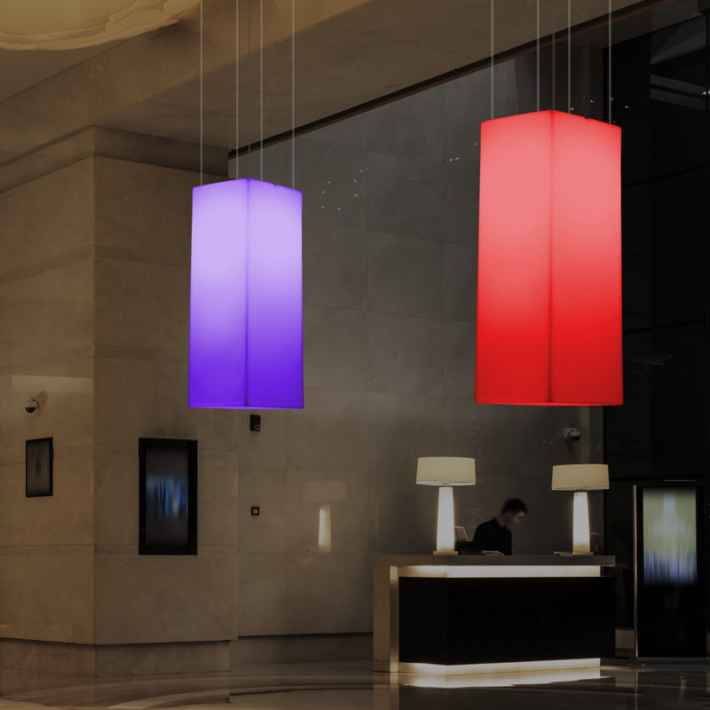 Rectangle LED Ceiling Lamp, Multicolour Linear RGB Hanging Light, 110 x 30cm, Mood Light