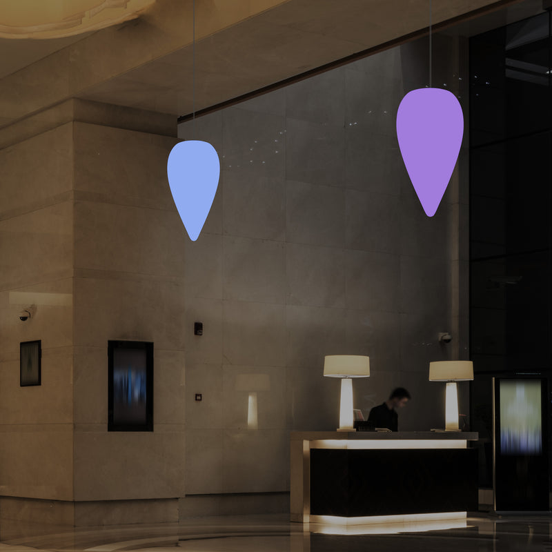 Unique Designer Suspension Light, Multicolour RGB Hanging Pendant Lamp, 37cm LED Waterdrop
