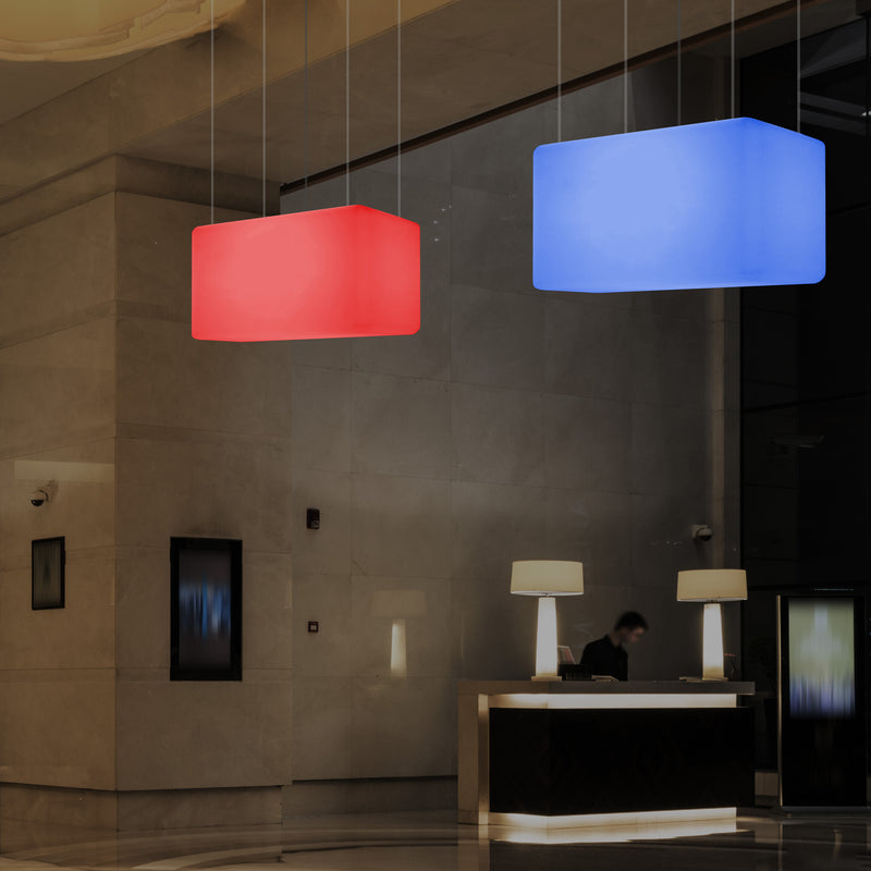 LED Linear Suspension Light, Modern Island RGB Ceiling Lamp, 55 x 35cm, Atmosphere Light