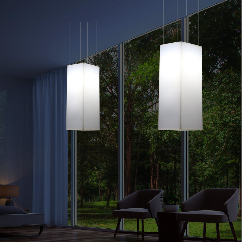Rectangular LED Hanging Lamp, Modern Pendant Light, 80cm, E27, White