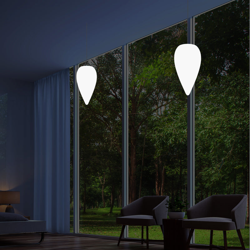 Designer LED Ceiling Pendant Light, Unique Water Drop Icicle E27 Hanging Lamp, White, 37cm