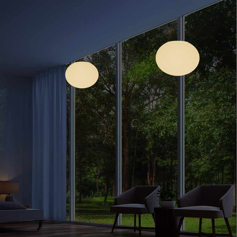 Decorative E27 Hanging Ceiling Light, 3D Oval Ellipse LED Suspension Pendant Lamp, 27cm Orb