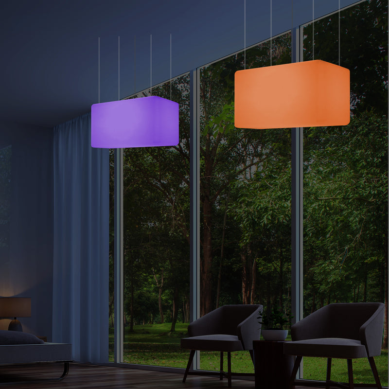 Unique Ceiling Light, Linear Island LED Hanging Lamp, 55 x 35cm, E27, RGB with Remote Control