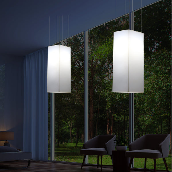 Linear Suspension Lamp, Designer Hanging LED Lighting, 110 x 30 cm, E27, White