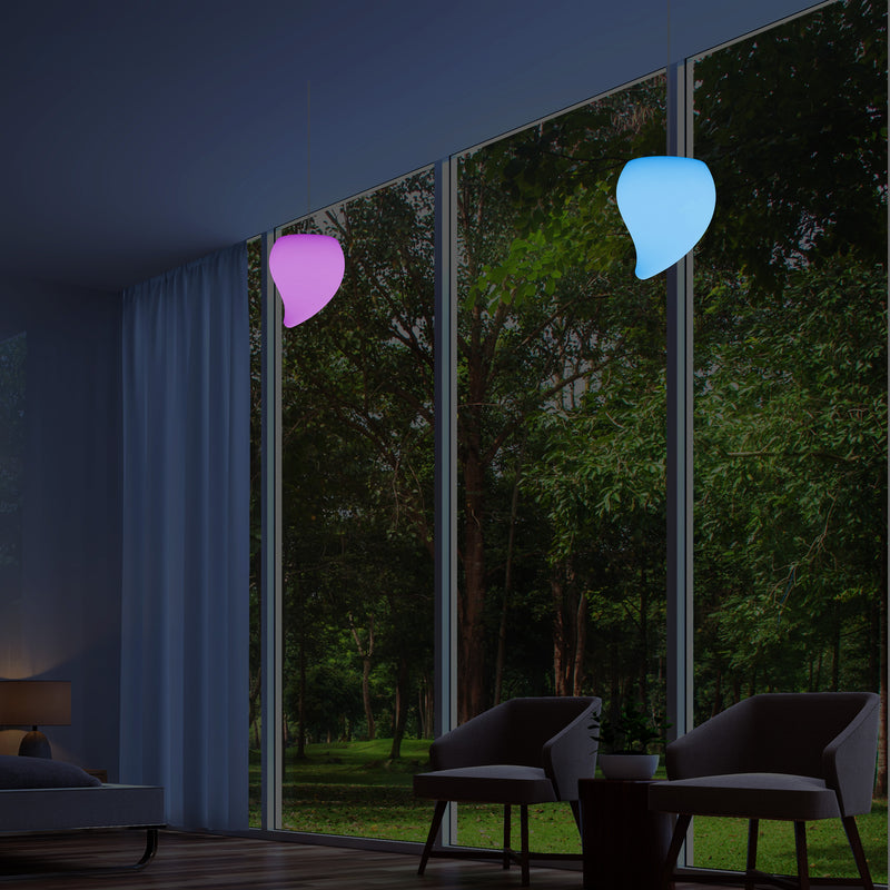 Colour Changing Dimmable Ceiling Pendant Light, 20cm LED Teardrop Hanging Lamp, RGB
