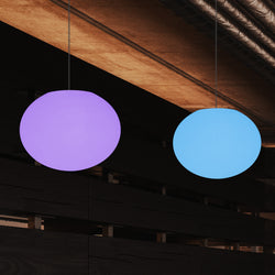 Ellipse Oval Pendant Hanging Light, Dimmable Multi Colour Ceiling Lamp, Flat Globe Ball