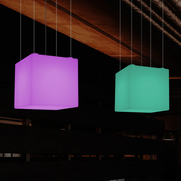 Cube Suspension LED Light, Geometric SMD RGB Ceiling Lamp, 500 mm, Ambient Lighting