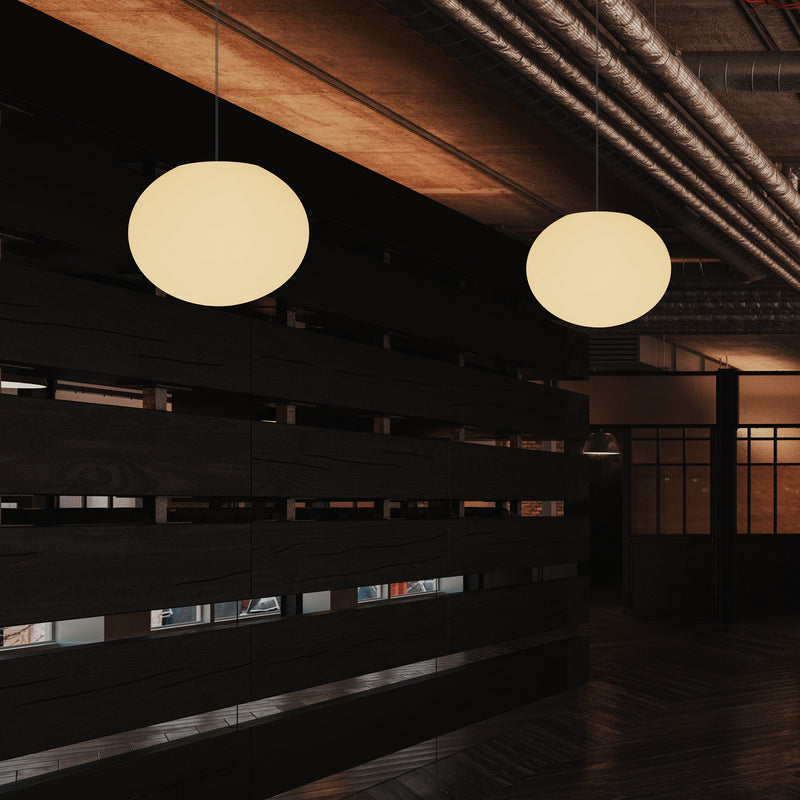 Decorative E27 Hanging Ceiling Light, 3D Oval Ellipse LED Suspension Pendant Lamp, 27cm Orb