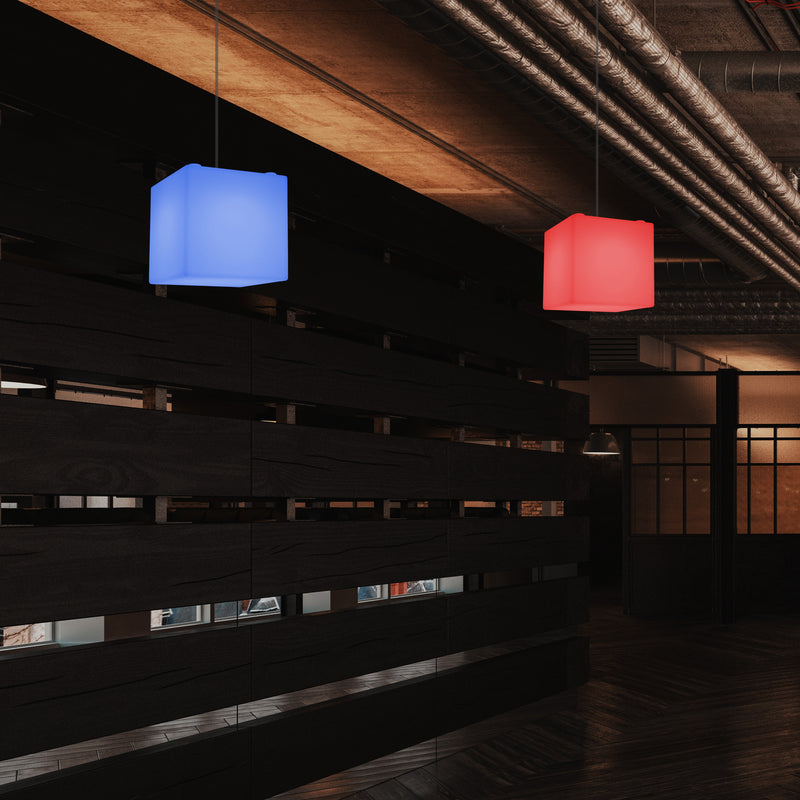 Cube Suspension Lamp, Modern Pendant LED Light, 20cm, E27, Multi Colour