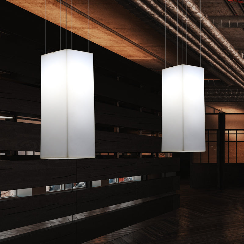 Rectangular LED Hanging Lamp, Modern Pendant Light, 80cm, E27, White