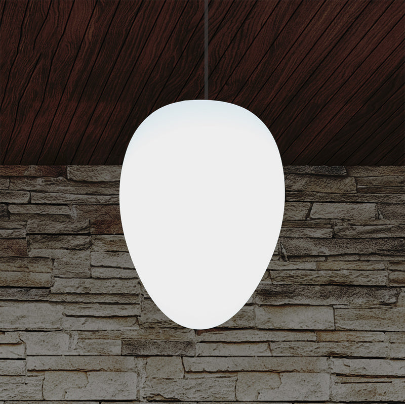 Unique LED E27 Ceiling Pendant Light, Designer Oval Egg Hanging Lamp, 37cm, White Bulb