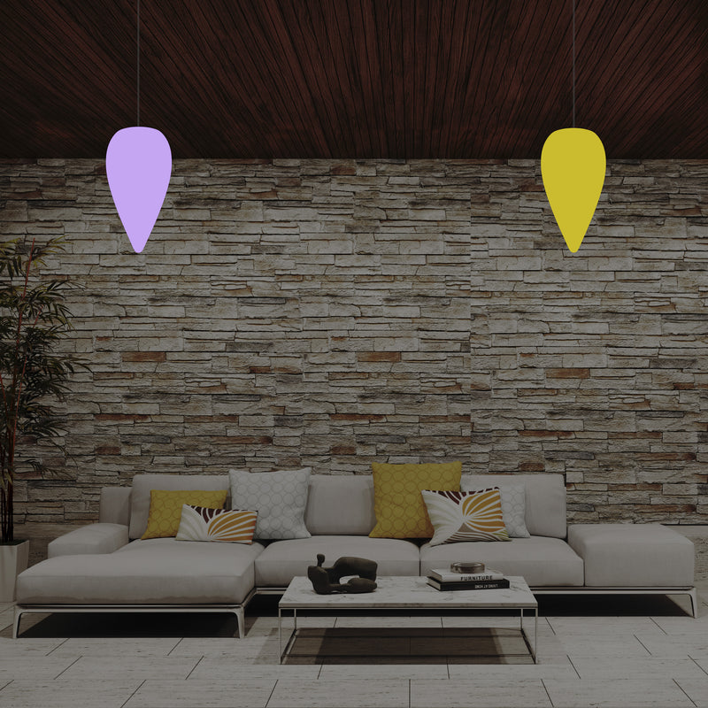 Unique Designer Suspension Light, Multicolour RGB Hanging Pendant Lamp, 37cm LED Waterdrop