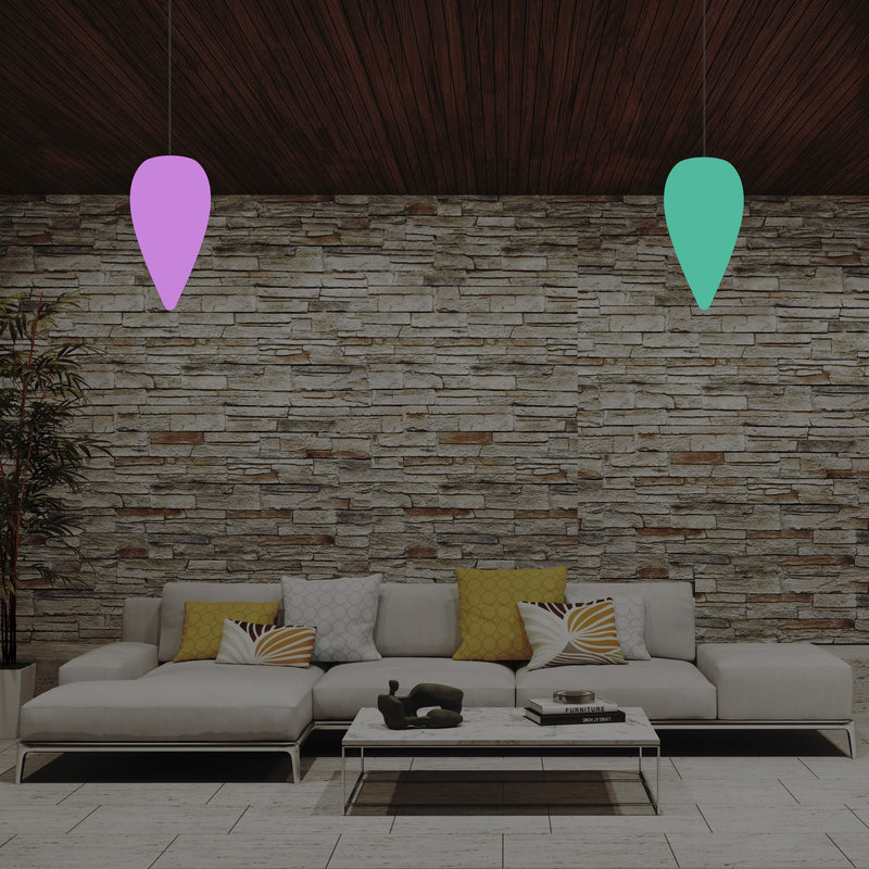 Unique Designer Suspension Light, Multicolour RGB Hanging Pendant Lamp, 37cm LED Waterdrop