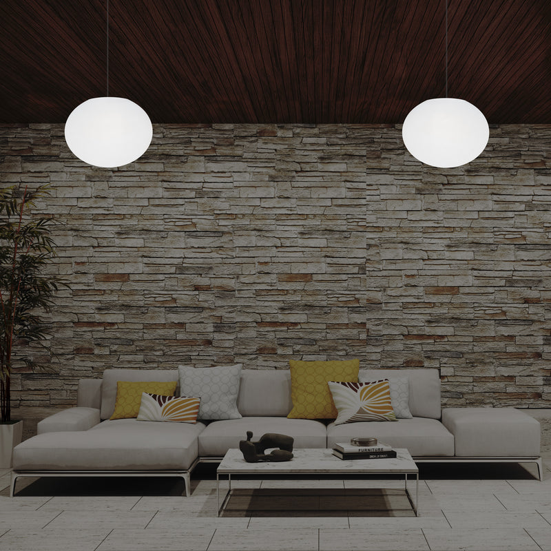 Designer LED Ceiling Pendant Light, 3D Ellipse Oval E27 Hanging Lamp, 27cm Flat Sphere