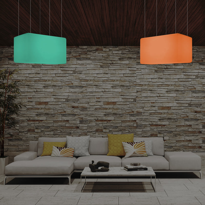 Unique Ceiling Light, Linear Island LED Hanging Lamp, 55 x 35cm, E27, RGB with Remote Control