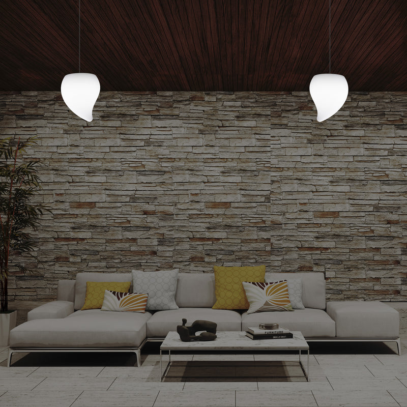 Designer LED Hanging Pendant Light, Unique Tear Drop E27 Suspended Ceiling Lamp, White