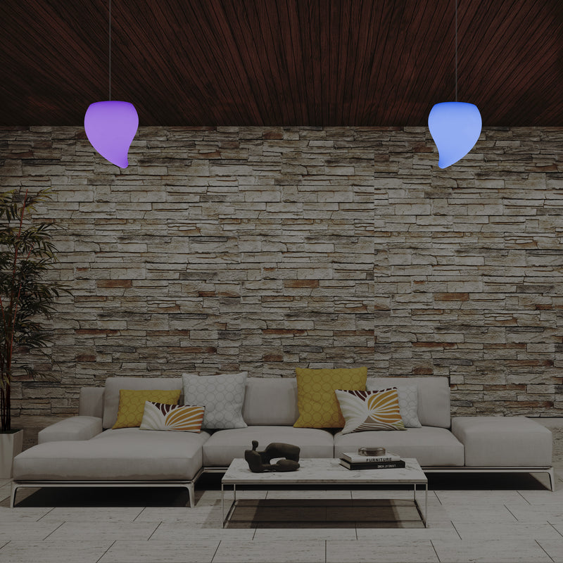 Colour Changing Dimmable Ceiling Pendant Light, 20cm LED Teardrop Hanging Lamp, RGB