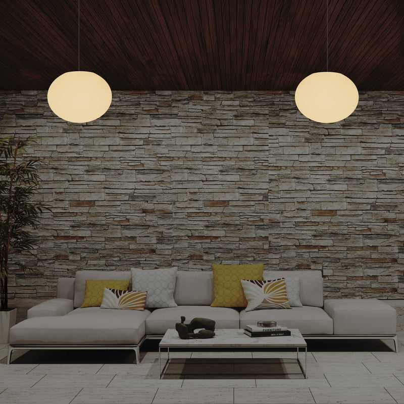 Decorative E27 Hanging Ceiling Light, 3D Oval Ellipse LED Suspension Pendant Lamp, 27cm Orb
