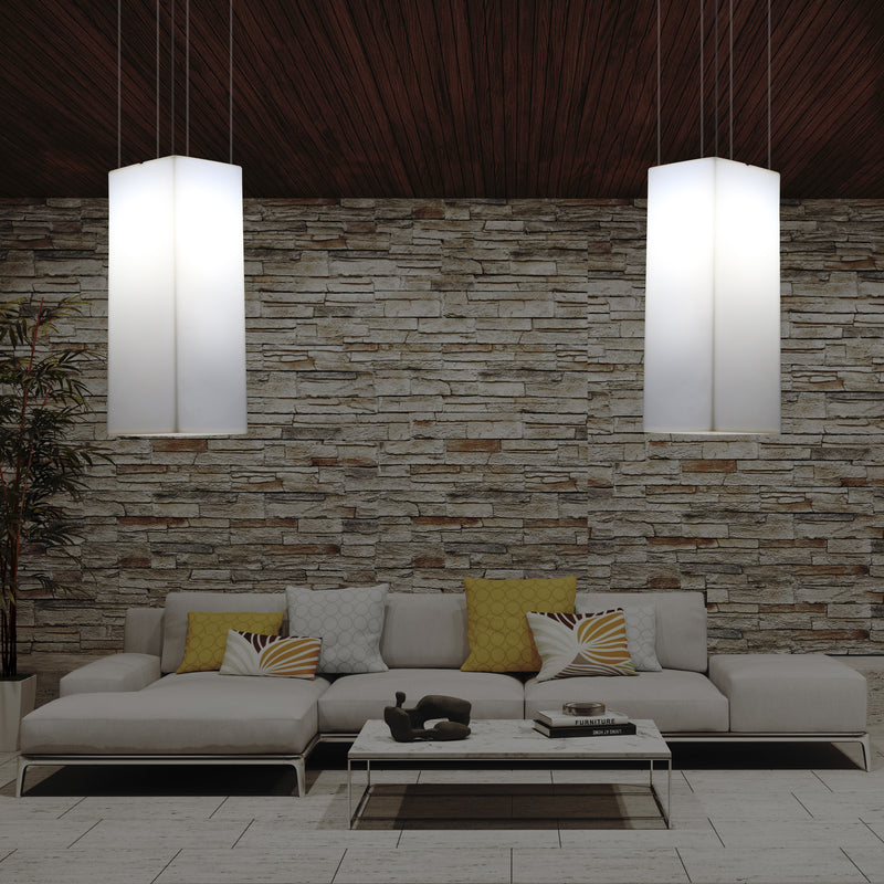 Rectangular LED Hanging Lamp, Modern Pendant Light, 80cm, E27, White