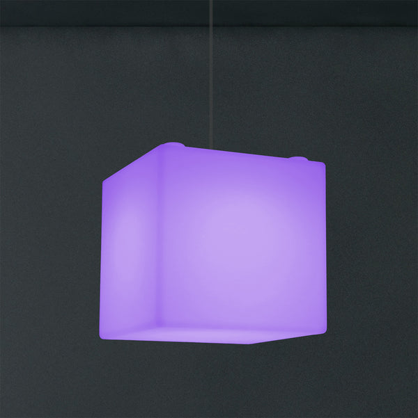 LED Cube Pendant Light, Colour Changing SMD RGB Suspension Lamp, 300 mm, Ambient Light