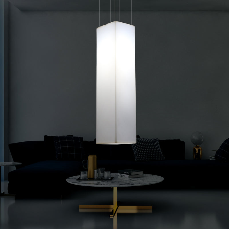 Linear Pendant LED Light, Geometric Ceiling Lamp, 180 x 30 cm, E27, White