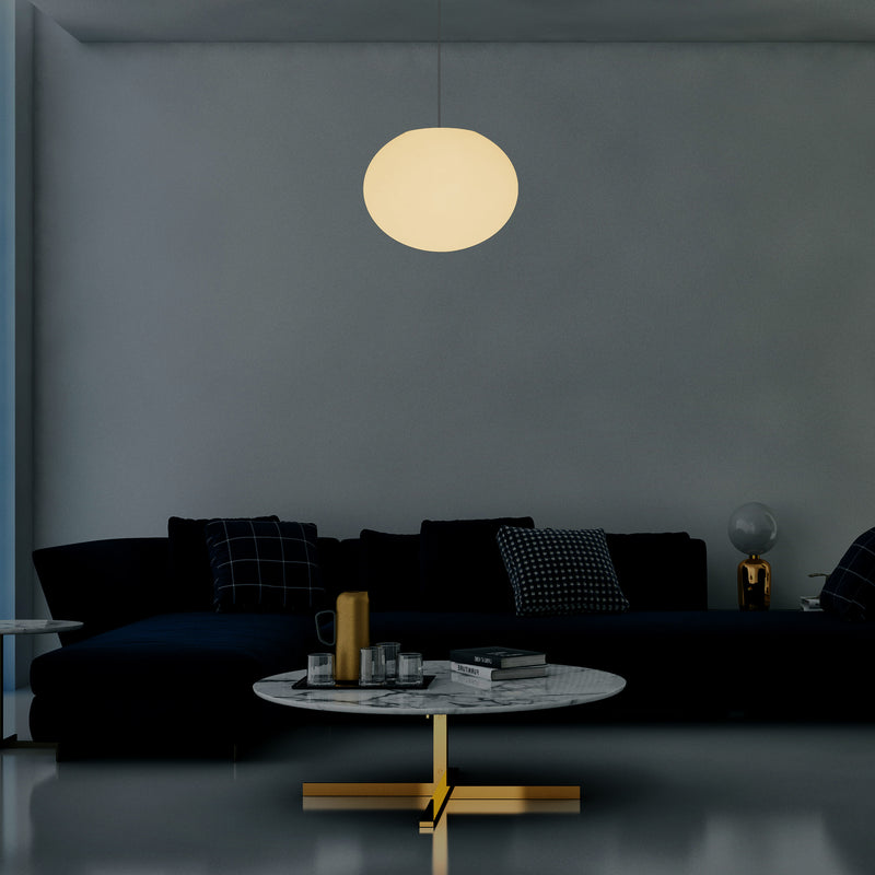 Decorative E27 Hanging Ceiling Light, 3D Oval Ellipse LED Suspension Pendant Lamp, 27cm Orb