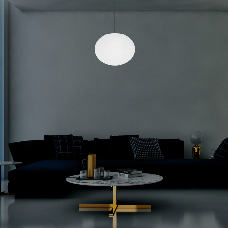 Designer LED Ceiling Pendant Light, 3D Ellipse Oval E27 Hanging Lamp, 27cm Flat Sphere