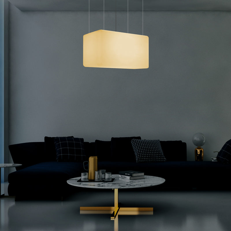 Rectangle Pendant LED Lamp, Modern Suspension Dining Room Light, 55 x 35cm, E27, Warm White