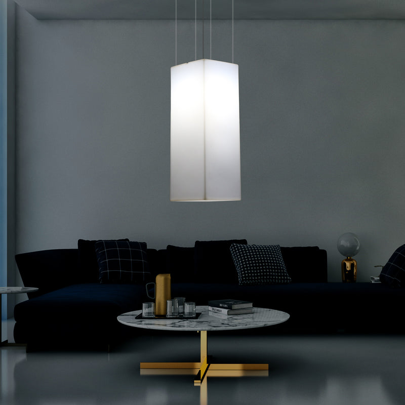 Rectangular LED Hanging Lamp, Modern Pendant Light, 80cm, E27, White