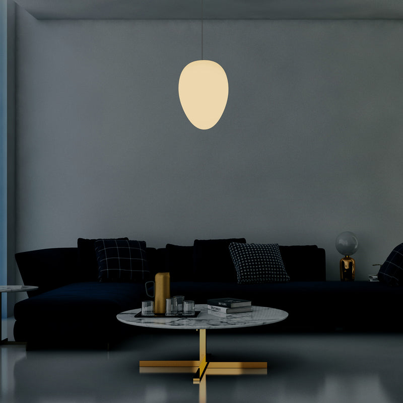 Decorative E27 Hanging Ceiling Light, Designer Oval LED Pendant Lamp, 37cm, Warm White