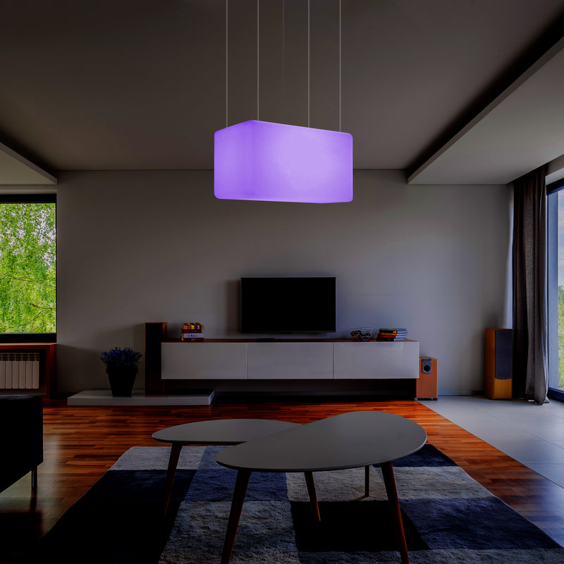Unique Ceiling Light, Linear Island LED Hanging Lamp, 55 x 35cm, E27, RGB with Remote Control