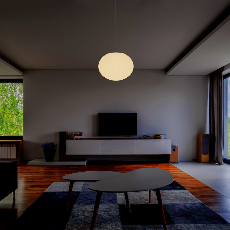 Decorative E27 Hanging Ceiling Light, 3D Oval Ellipse LED Suspension Pendant Lamp, 27cm Orb