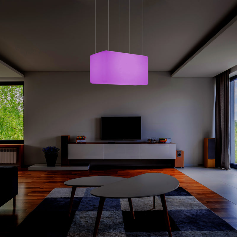 Unique Ceiling Light, Linear Island LED Hanging Lamp, 55 x 35cm, E27, RGB with Remote Control