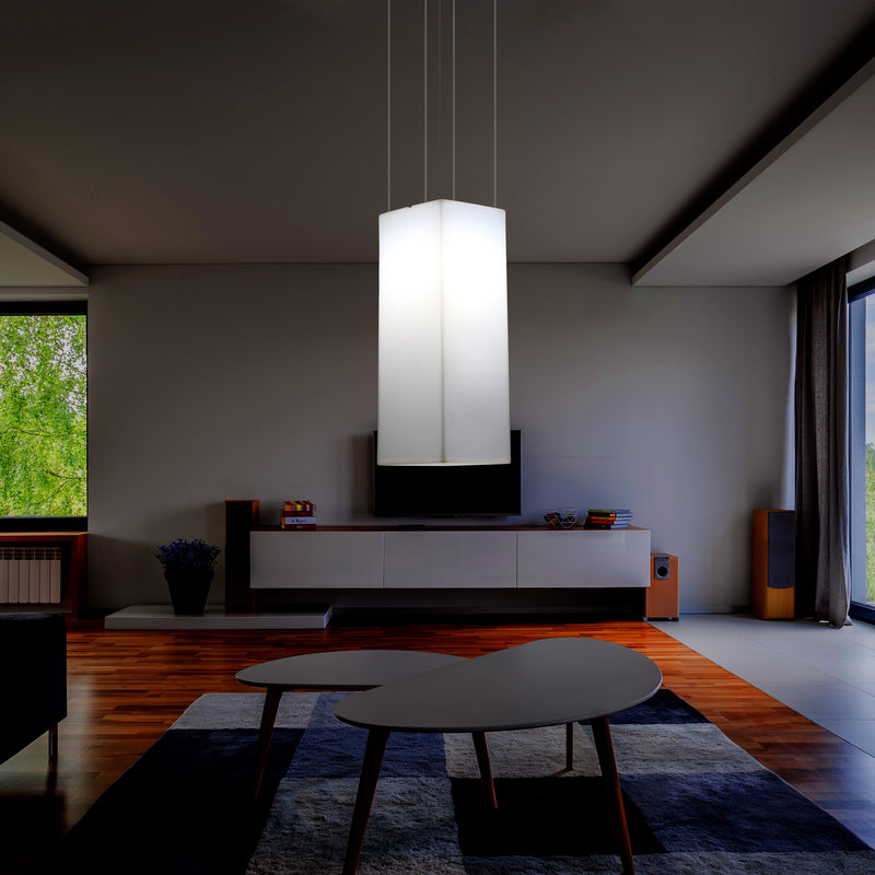 Linear Suspension Lamp, Designer Hanging LED Lighting, 110 x 30 cm, E27, White