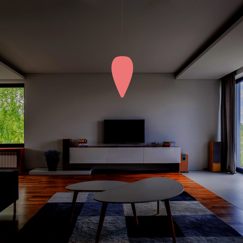 Unique Designer Suspension Light, Multicolour RGB Hanging Pendant Lamp, 37cm LED Waterdrop