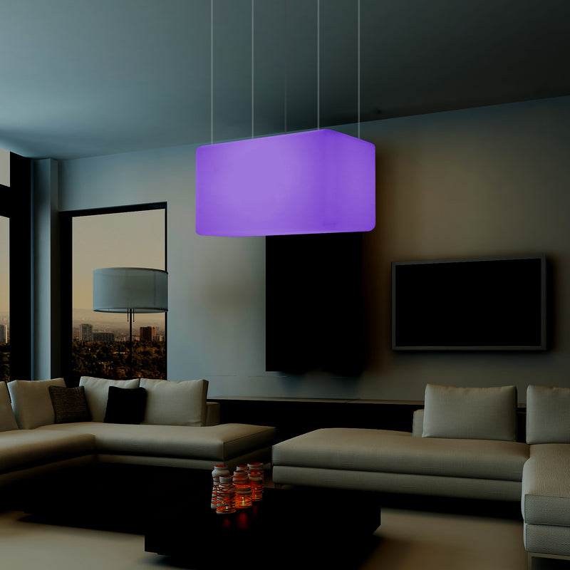 Unique Ceiling Light, Linear Island LED Hanging Lamp, 55 x 35cm, E27, RGB with Remote Control